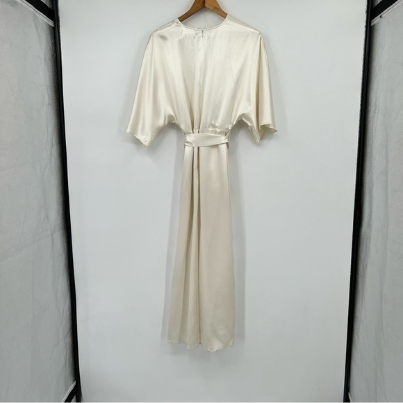 Hedi Silk Dress CREAM SILK MIDI WEDDING DRESS IVORY CREAM WRAP DRESS SIZE 4 - Picture 5 of 6
